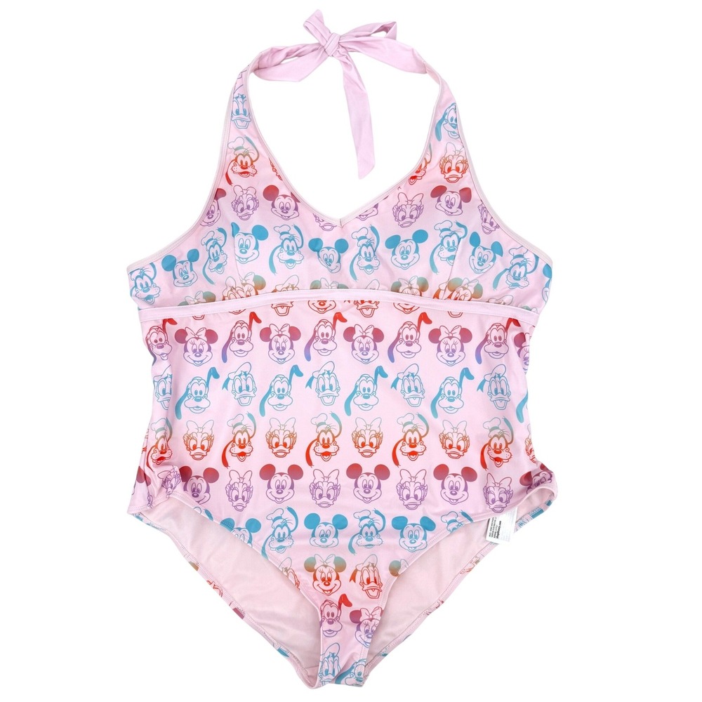 Disney Store Mickey and Friends One Piece Halter Pink Swimsuit Sz 2X